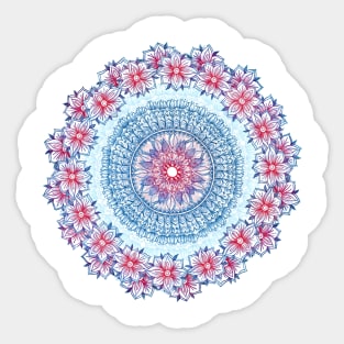 Red, Blue & White Floral Medallion Sticker